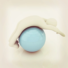 Image showing 3d man exercising position on fitness ball. My biggest pilates s