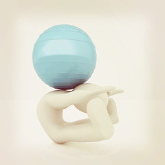 Image showing 3d man exercising position on fitness ball. My biggest pilates s