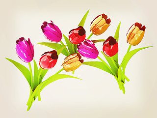 Image showing Tulip flower. 3D illustration. Vintage style.