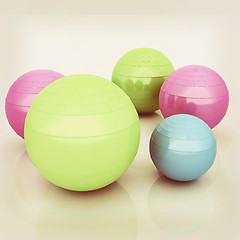 Image showing Fitness balls. 3D illustration. Vintage style.