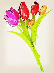 Image showing Tulip flower. 3D illustration. Vintage style.