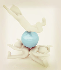 Image showing 3d man exercising position on fitness ball. My biggest pilates s