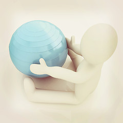 Image showing 3d man exercising position on fitness ball. My biggest pilates s