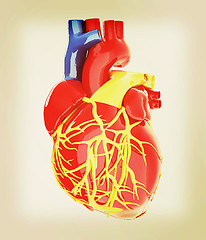 Image showing Human heart. 3D illustration. Vintage style.