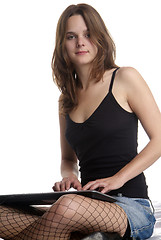 Image showing woman and keyboard