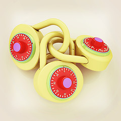 Image showing pad lock. 3D illustration. Vintage style.