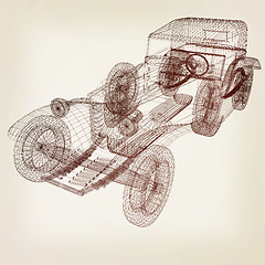 Image showing 3d model retro car. 3D illustration. Vintage style.