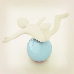 Image showing 3d man exercising position on fitness ball. My biggest pilates s