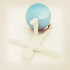 Image showing 3d man exercising position on fitness ball. My biggest pilates s