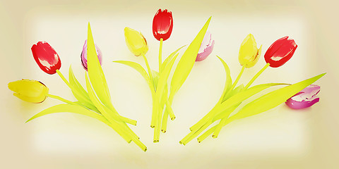 Image showing Tulip flower. 3D illustration. Vintage style.