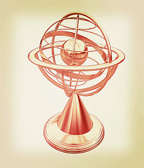 Image showing Terrestrial globe model . 3D illustration. Vintage style.