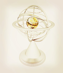 Image showing Terrestrial globe model . 3D illustration. Vintage style.