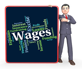 Image showing Wages Word Indicates Income Earn And Wordcloud