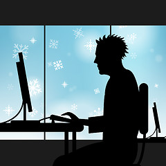 Image showing Computer Man Indicates Snow Flakes And Adult