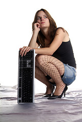 Image showing woman and keyboard