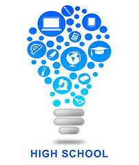 Image showing High School Lightbulb Shows Twelfth Grade And Lamp