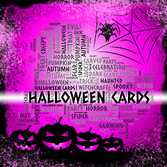 Image showing Halloween Cards Shows Trick Or Treat And Haunted