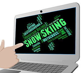 Image showing Snow Skiing Means Winter Sports And Mountain-Skier