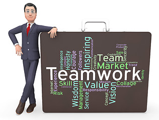 Image showing Teamwork Words Means Teams Unit And Unity