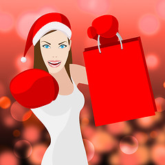 Image showing Christmas Shopping Woman Shows Retail Sales And X-Mas