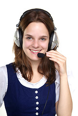 Image showing young woman with head set