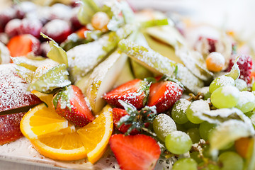 Image showing close up of dish with sugared fruit dessert