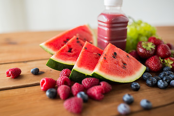 Image showing bottle with fruit and berry juice or smoothie