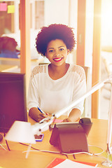 Image showing businesswoman with computer and phone at office