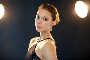 Image showing beautiful young asian woman with diamond earring
