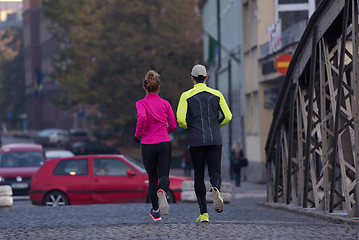 Image showing young  couple jogging