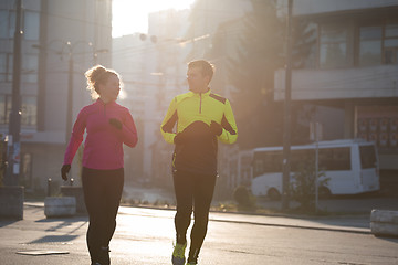 Image showing young  couple jogging