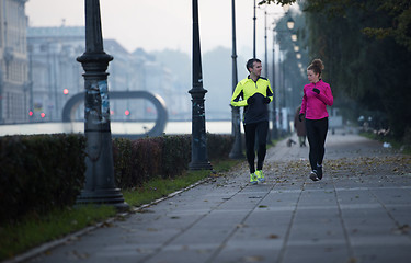 Image showing young  couple jogging