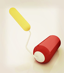 Image showing 3d roller brush. 3D illustration. Vintage style.