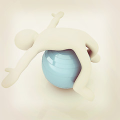 Image showing 3d man exercising position on fitness ball. My biggest pilates s