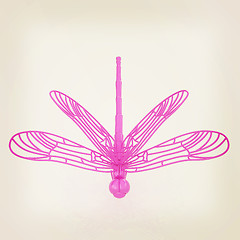 Image showing Dragonfly. 3D illustration. Vintage style.