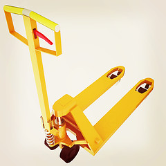 Image showing 3d model pallet jack. 3D illustration. Vintage style.