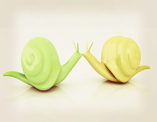 Image showing 3d fantasy animals, snails on white background . 3D illustration