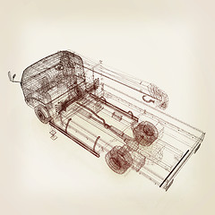 Image showing 3d model truck. 3D illustration. Vintage style.