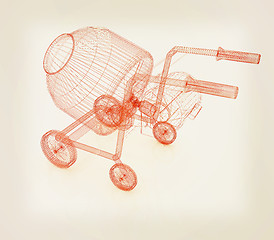 Image showing Concrete mixer. 3D illustration. Vintage style.