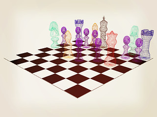 Image showing Chess. 3D illustration. Vintage style.