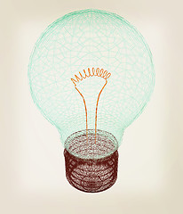 Image showing 3d bulb icon. 3D illustration. Vintage style.