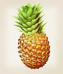 Image showing Abstract gold pineapple. 3D illustration. Vintage style.