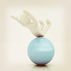 Image showing 3d man exercising position on fitness ball. My biggest pilates s