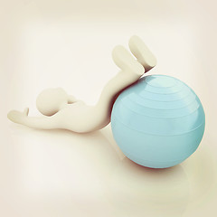 Image showing 3d man exercising position on fitness ball. My biggest pilates s