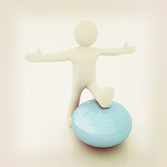 Image showing 3d man exercising position on fitness ball. My biggest pilates s