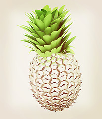 Image showing Abstract metall pineapple. 3D illustration. Vintage style.