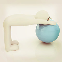 Image showing 3d man exercising position on fitness ball. My biggest pilates s