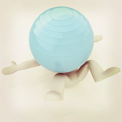 Image showing 3d man exercising position on fitness ball. My biggest pilates s