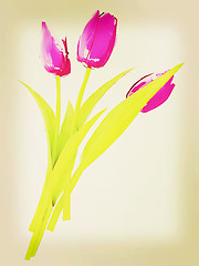 Image showing Tulip flower. 3D illustration. Vintage style.