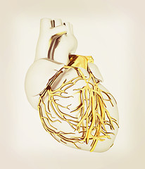 Image showing Human heart. 3D illustration. Vintage style.